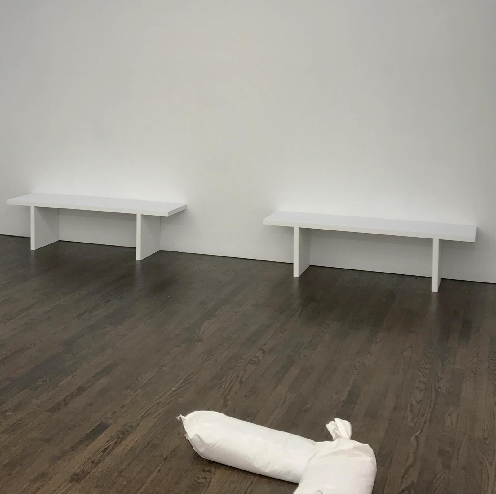 plain white benches