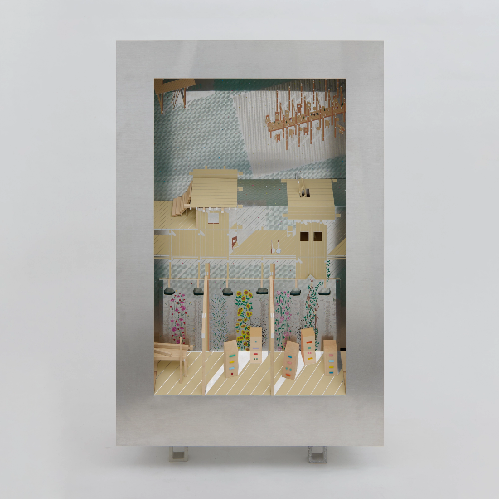 Agrun Farm, Apiary, Venice Biennale 2025, US Pavilion, Architecture, PORCH, Chibbernoonie installation, serigraph on wood and aluminum.