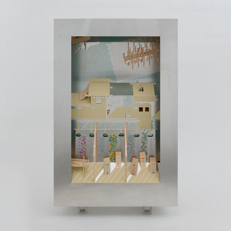 Agrun Farm, Apiary, Venice Biennale 2025, US Pavilion, Architecture, PORCH, Chibbernoonie installation, serigraph on wood and aluminum.