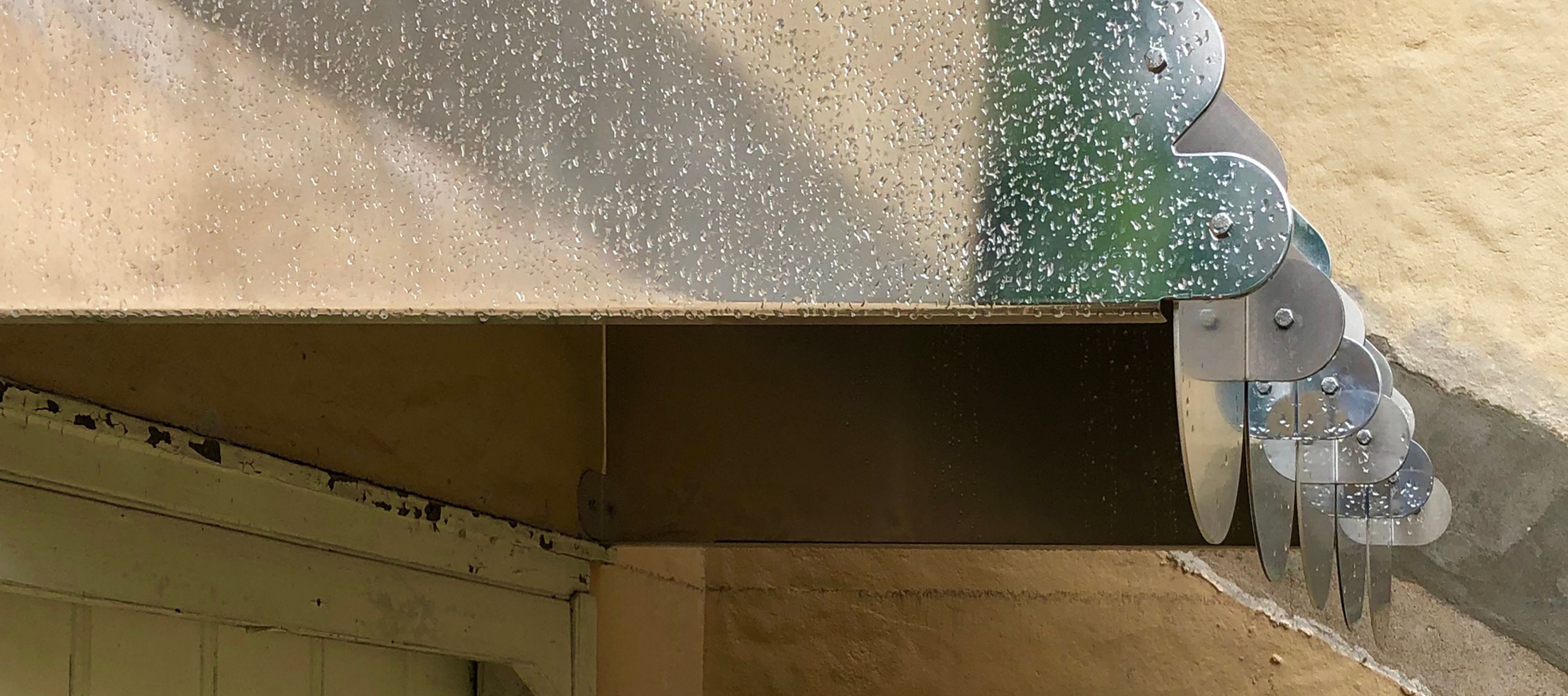 awning in rain